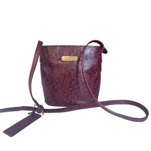 Chic Isle Licada by Hidesign Burgundy Oxblood Embossed Boho Crossbody Bag